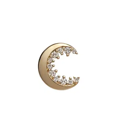 Sydney Evan Crescent Moon 14kt gold single earring with diamonds | Thumbnail 1 Sydney Evan Crescent Moon 14kt gold single earring with diamonds | Thumbnail 1