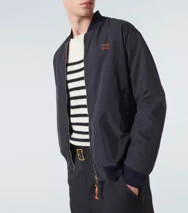 Miu Miu Logo cotton-blend bomber jacket | Thumbnail 3 Miu Miu Logo cotton-blend bomber jacket | Thumbnail 3
