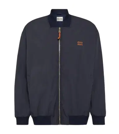 Miu Miu Logo cotton-blend bomber jacket | Thumbnail 1 Miu Miu Logo cotton-blend bomber jacket | Thumbnail 1