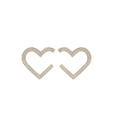 Sydney Evan Heart 14kt gold hoop earrings with diamonds | Thumbnail 1 Sydney Evan Heart 14kt gold hoop earrings with diamonds | Thumbnail 1