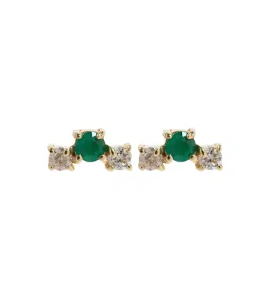 Stone and Strand Dainty Emerald Goddess 14kt gold stud earrings with emeralds and diamonds | Thumbnail 1 Stone and Strand Dainty Emerald Goddess 14kt gold stud earrings with emeralds and diamonds | Thumbnail 1