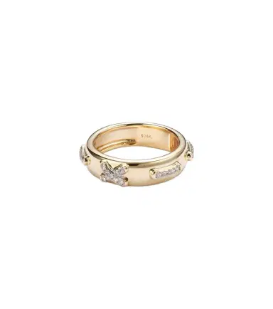 STONE AND STRAND Diamond Cross Stitch 14kt gold ring with white diamonds | Thumbnail 1 STONE AND STRAND Diamond Cross Stitch 14kt gold ring with white diamonds | Thumbnail 1