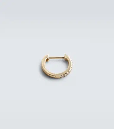 Mateo 14kt gold single hoop earring with diamonds and freshwater pearl | Thumbnail 5 Mateo 14kt gold single hoop earring with diamonds and freshwater pearl | Thumbnail 5