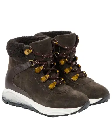 See By Chloé See By Chloé Brett shearling-trimmed suede hiking boots | Thumbnail 1 See By Chloé See By Chloé Brett shearling-trimmed suede hiking boots | Thumbnail 1