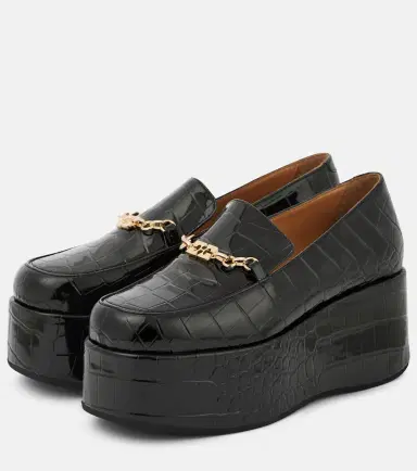 Ganni Croc-effect faux leather platform loafers | Thumbnail 3 Ganni Croc-effect faux leather platform loafers | Thumbnail 3