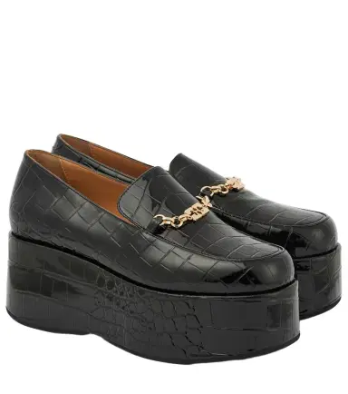 Ganni Croc-effect faux leather platform loafers | Thumbnail 1 Ganni Croc-effect faux leather platform loafers | Thumbnail 1