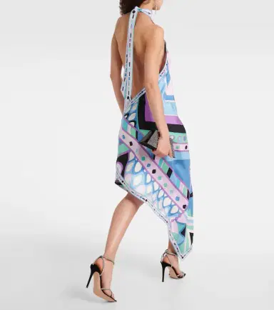 Pucci Vivara halterneck silk midi dress | Thumbnail 4 Pucci Vivara halterneck silk midi dress | Thumbnail 4