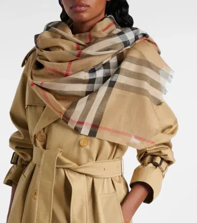 Burberry Check wool and silk scarf | Thumbnail 4 Burberry Check wool and silk scarf | Thumbnail 4