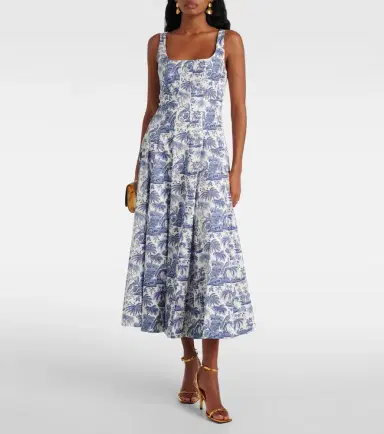 Staud Wells printed cotton poplin midi dress | Thumbnail 5 Staud Wells printed cotton poplin midi dress | Thumbnail 5