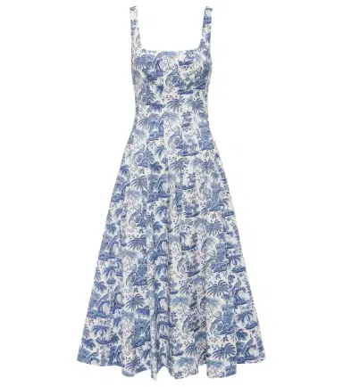 Staud Wells printed cotton poplin midi dress | Thumbnail 1 Staud Wells printed cotton poplin midi dress | Thumbnail 1