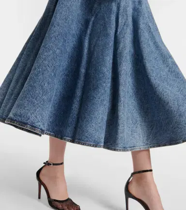 Alaïa Alaïa Denim and cotton jersey midi skirt | Thumbnail 2 Alaïa Alaïa Denim and cotton jersey midi skirt | Thumbnail 2