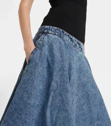 Alaïa Alaïa Denim and cotton jersey midi skirt | Thumbnail 3 Alaïa Alaïa Denim and cotton jersey midi skirt | Thumbnail 3