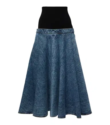 Alaïa Alaïa Denim and cotton jersey midi skirt | Thumbnail 1 Alaïa Alaïa Denim and cotton jersey midi skirt | Thumbnail 1