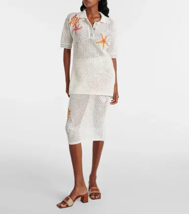 Versace Embroidered crochet cotton polo shirt | Thumbnail 2 Versace Embroidered crochet cotton polo shirt | Thumbnail 2