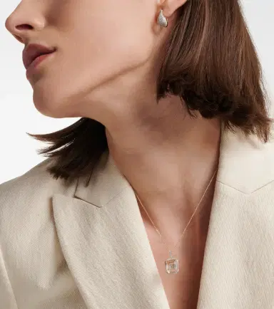 Mateo Initial 14kt gold necklace with quartz and diamonds | Thumbnail 2 Mateo Initial 14kt gold necklace with quartz and diamonds | Thumbnail 2