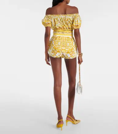 Dolce & Gabbana Majolica high-rise cotton shorts | Thumbnail 4 Dolce & Gabbana Majolica high-rise cotton shorts | Thumbnail 4