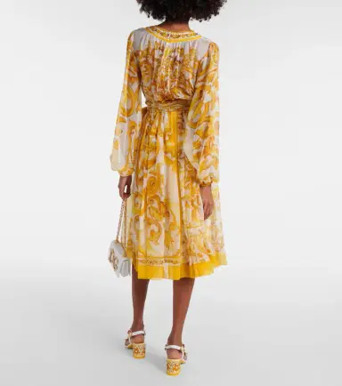Dolce & Gabbana Majolica silk chiffon midi dress | Thumbnail 4 Dolce & Gabbana Majolica silk chiffon midi dress | Thumbnail 4