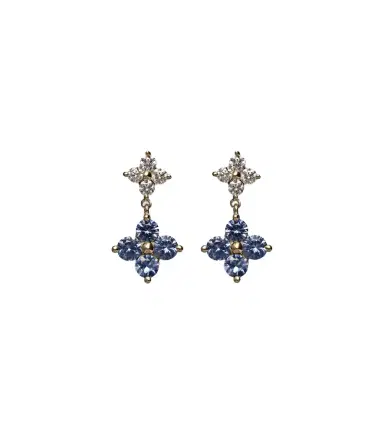 Stone and Strand Luckiest Clover 10kt gold earrings with sapphire and diamond | Thumbnail 1 Stone and Strand Luckiest Clover 10kt gold earrings with sapphire and diamond | Thumbnail 1