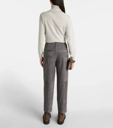 Brunello Cucinelli Suede straight pants | Thumbnail 3 Brunello Cucinelli Suede straight pants | Thumbnail 3