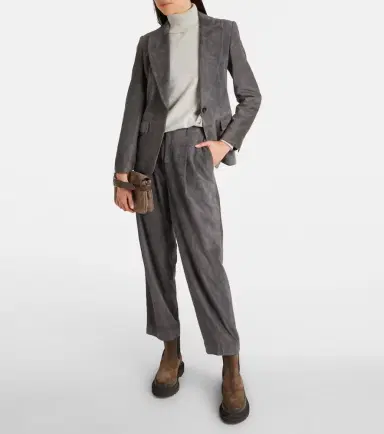 Brunello Cucinelli Suede straight pants | Thumbnail 4 Brunello Cucinelli Suede straight pants | Thumbnail 4