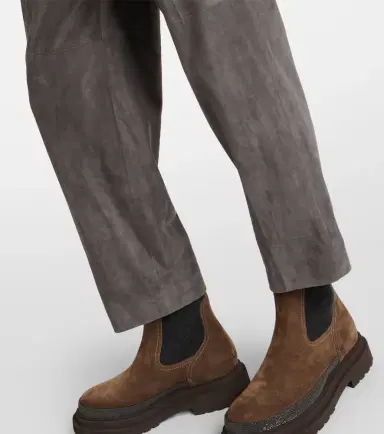 Brunello Cucinelli Suede straight pants | Thumbnail 6 Brunello Cucinelli Suede straight pants | Thumbnail 6