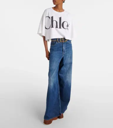Chloé Chloé Logo cropped cotton jersey T-shirt | Thumbnail 2 Chloé Chloé Logo cropped cotton jersey T-shirt | Thumbnail 2