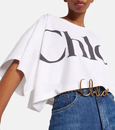 Chloé Chloé Logo cropped cotton jersey T-shirt | Thumbnail 4 Chloé Chloé Logo cropped cotton jersey T-shirt | Thumbnail 4