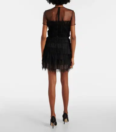 Costarellos Hayla tulle and chantilly lace minidress | Thumbnail 2 Costarellos Hayla tulle and chantilly lace minidress | Thumbnail 2