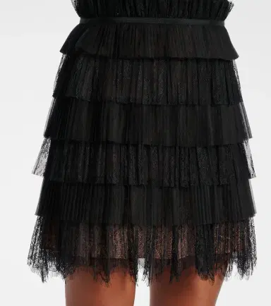 Costarellos Hayla tulle and chantilly lace minidress | Thumbnail 4 Costarellos Hayla tulle and chantilly lace minidress | Thumbnail 4