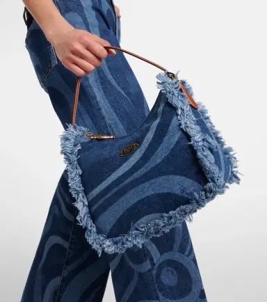 Pucci Marmo fringed denim shoulder bag | Thumbnail 4 Pucci Marmo fringed denim shoulder bag | Thumbnail 4