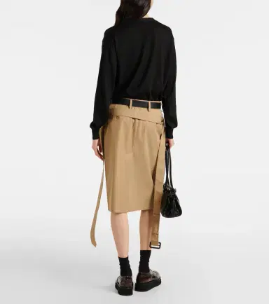 Prada Belted cotton twill pencil skirt | Thumbnail 3 Prada Belted cotton twill pencil skirt | Thumbnail 3
