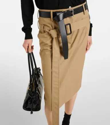 Prada Belted cotton twill pencil skirt | Thumbnail 7 Prada Belted cotton twill pencil skirt | Thumbnail 7