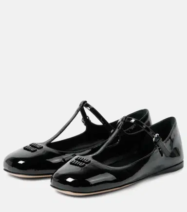 Miu Miu Logo patent leather ballet flats | Thumbnail 2 Miu Miu Logo patent leather ballet flats | Thumbnail 2