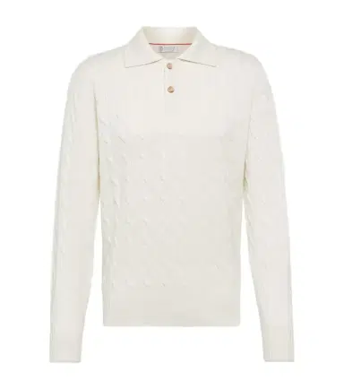 Brunello Cucinelli Cable-knit cashmere polo sweater | Thumbnail 1 Brunello Cucinelli Cable-knit cashmere polo sweater | Thumbnail 1