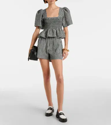 Ganni Checked seersucker shorts | Thumbnail 2 Ganni Checked seersucker shorts | Thumbnail 2