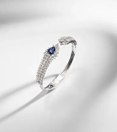YEPREM Reign Supreme 18kt white gold bangle with diamonds and sapphire | Thumbnail 2 YEPREM Reign Supreme 18kt white gold bangle with diamonds and sapphire | Thumbnail 2