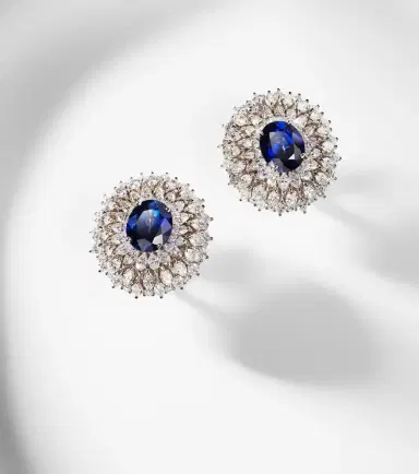 YEPREM Reign Supreme 18kt white gold earrings with diamonds and sapphires | Thumbnail 5 YEPREM Reign Supreme 18kt white gold earrings with diamonds and sapphires | Thumbnail 5