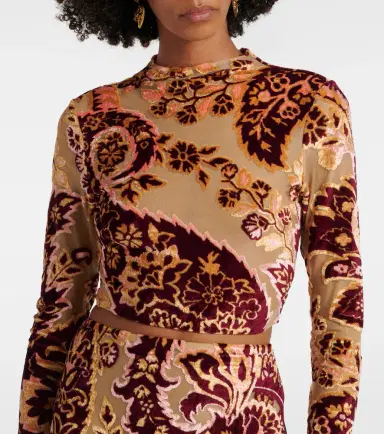 Etro Paisley tulle and velvet jacquard crop top | Thumbnail 4 Etro Paisley tulle and velvet jacquard crop top | Thumbnail 4