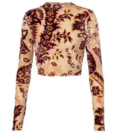 Etro Paisley tulle and velvet jacquard crop top | Thumbnail 1 Etro Paisley tulle and velvet jacquard crop top | Thumbnail 1
