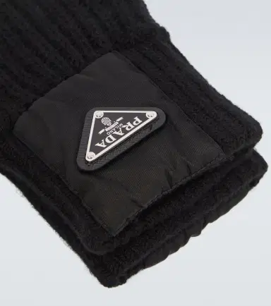 Prada Ribbed-knit wool and cashmere gloves | Thumbnail 2 Prada Ribbed-knit wool and cashmere gloves | Thumbnail 2