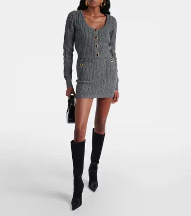 Alessandra Rich Cable-knit wool miniskirt | Thumbnail 2 Alessandra Rich Cable-knit wool miniskirt | Thumbnail 2