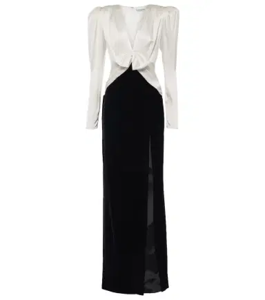 Alessandra Rich Bow-detail satin and velvet maxi dress | Thumbnail 1 Alessandra Rich Bow-detail satin and velvet maxi dress | Thumbnail 1