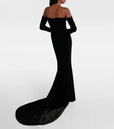 Alessandra Rich Bow-detail off-shoulder velvet gown | Thumbnail 2 Alessandra Rich Bow-detail off-shoulder velvet gown | Thumbnail 2