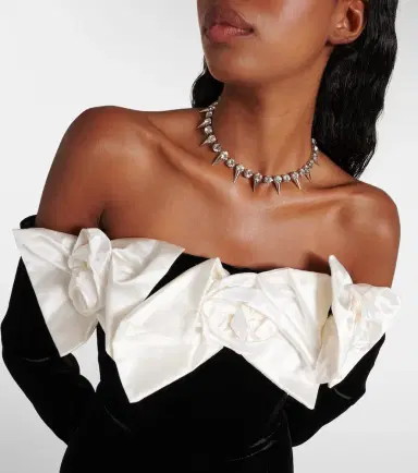 Alessandra Rich Bow-detail off-shoulder velvet gown | Thumbnail 4 Alessandra Rich Bow-detail off-shoulder velvet gown | Thumbnail 4
