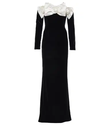 Alessandra Rich Bow-detail off-shoulder velvet gown | Thumbnail 1 Alessandra Rich Bow-detail off-shoulder velvet gown | Thumbnail 1
