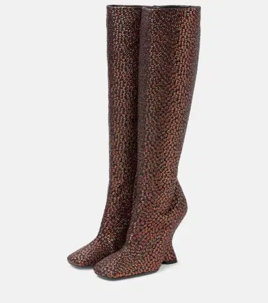 Dries Van Noten 105 glitter wedge knee-high boots | Thumbnail 2 Dries Van Noten 105 glitter wedge knee-high boots | Thumbnail 2