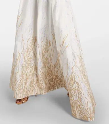 Elie Saab Embroidered halterneck cotton-blend gown | Thumbnail 3 Elie Saab Embroidered halterneck cotton-blend gown | Thumbnail 3