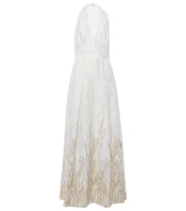 Elie Saab Embroidered halterneck cotton-blend gown | Thumbnail 1 Elie Saab Embroidered halterneck cotton-blend gown | Thumbnail 1