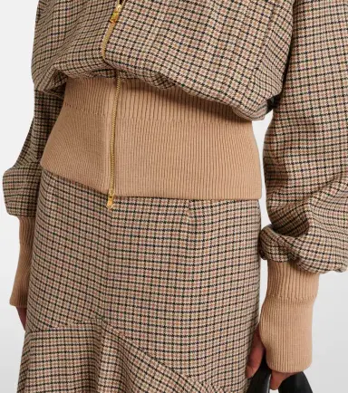 Patou Houndstooth wool-blend flannel bomber jacket | Thumbnail 2 Patou Houndstooth wool-blend flannel bomber jacket | Thumbnail 2