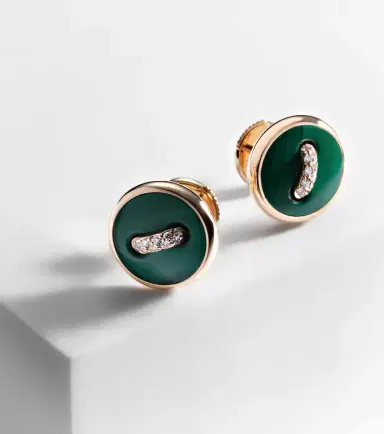 Pomellato Pom Pom Dot 18kt rose gold earrings with malachite and diamonds | Thumbnail 5 Pomellato Pom Pom Dot 18kt rose gold earrings with malachite and diamonds | Thumbnail 5